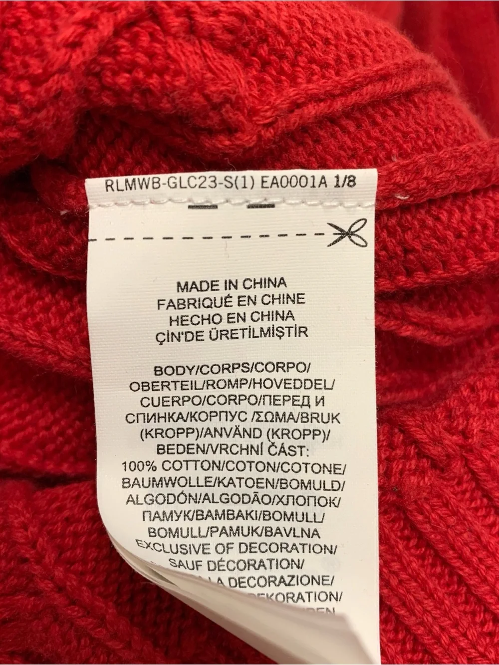 Polo Ralph Lauren Cable Knit Red Crew Neck Long Sleeve Sweater Youth Size 5